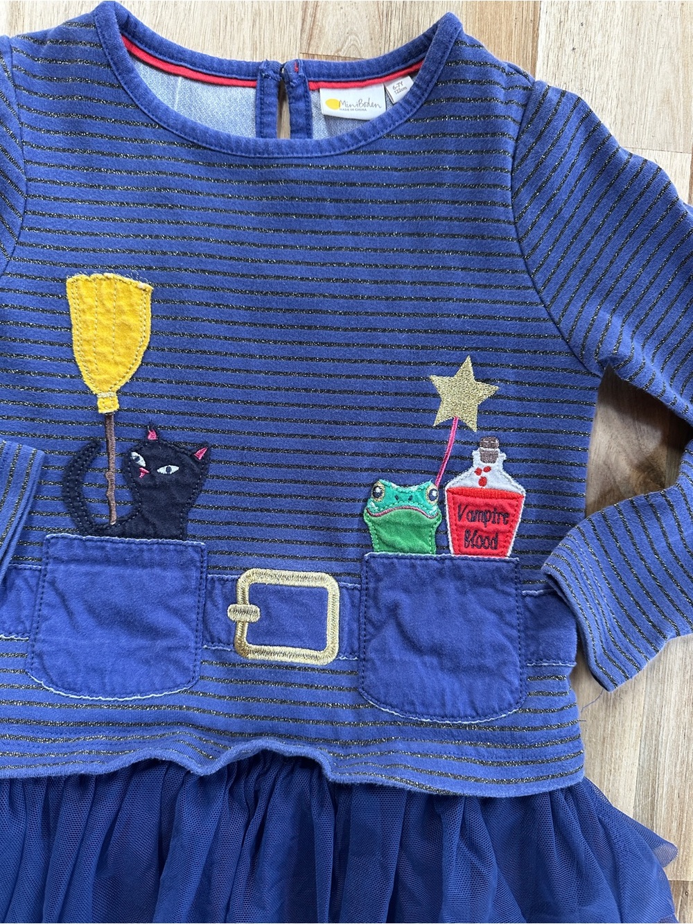 Mini Boden Blue Striped Top with Gold Star